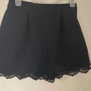 Express Black High Waist Lace Trim Shorts
